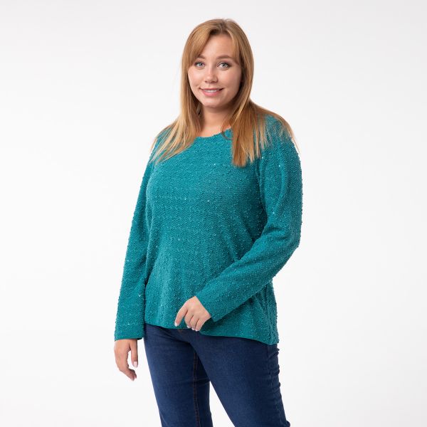 Blouse, knitwear, turquoise
