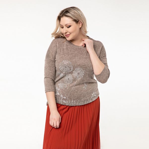 Jumper, cropped, beige