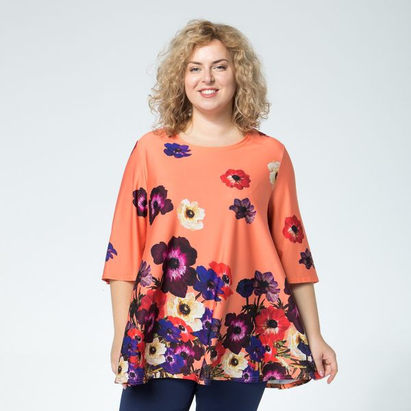 Set, jersey, blouse, trousers, orange