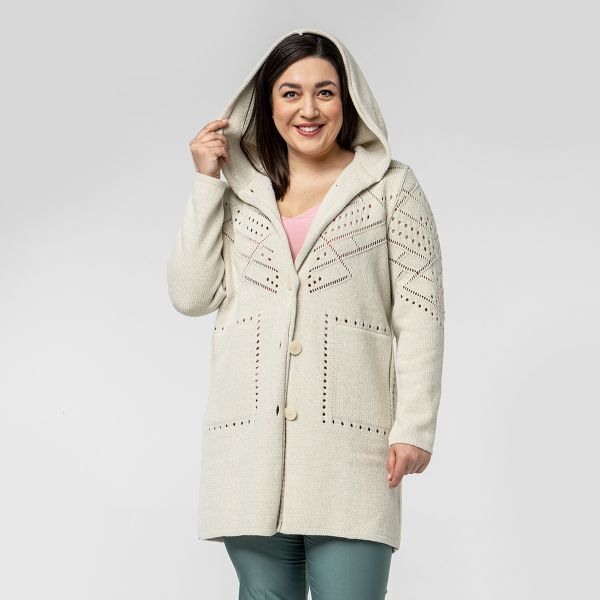 Cardigan, long, milky