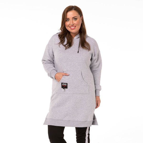 tunic, long sleeve, hood, gray